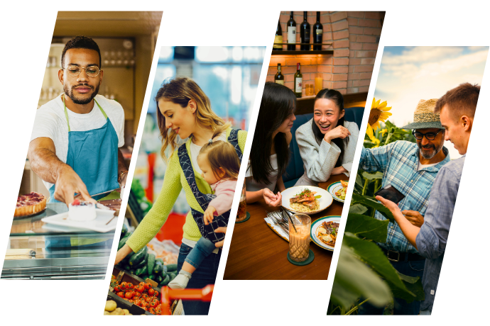 People of all ages supporting local businesses