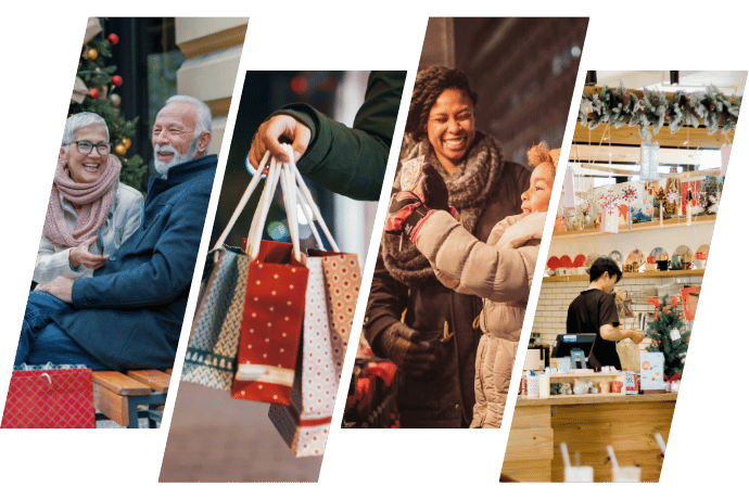 People of all ages supporting local businesses