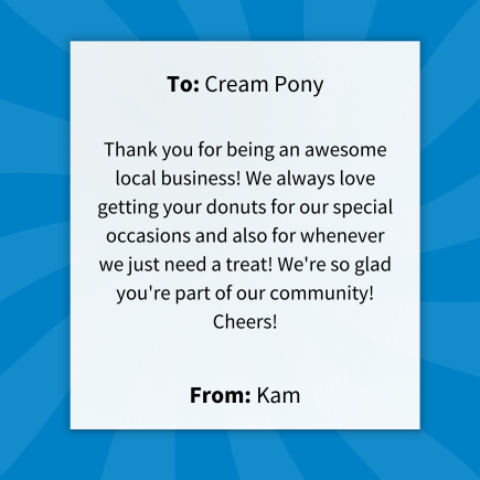 Thank you to Cream Pony
