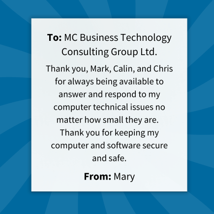 Thank you to MC Business Technology
