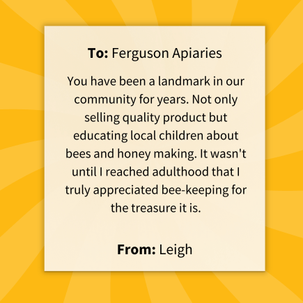 Thank you to Ferguson Apiaries