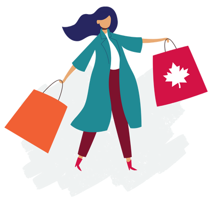 Woman shopping with maple leaf bag