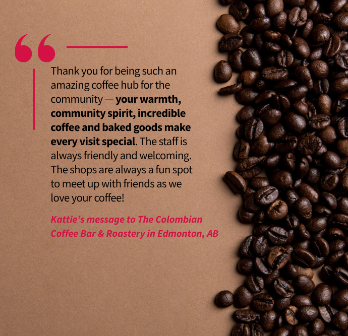 thank you message on an image of coffee beans